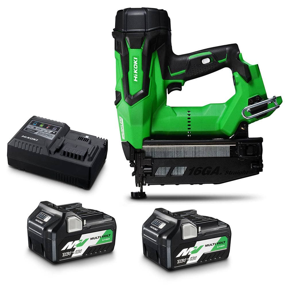 Kit de pregador pneumático de acabamento HiKOKI 18V com 2 baterias de 5,0Ah/2,5Ah NT1865DBSL(HRZ)