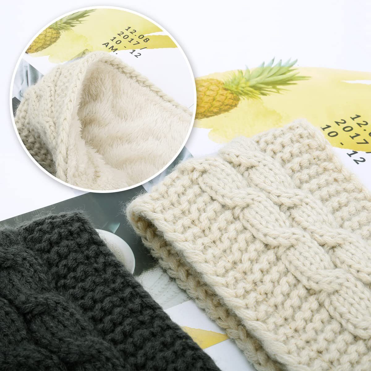 YYV Haarband Winter Stirnband Damen Strick Ohrenwärmer Haarband Haarreifen Mädchen, 4-tlg., Elastische Plüsch Skifahren, Geknotet Gestrickt Stirnbänder Verdicken Frauen Haarbänder Häkelarbeit