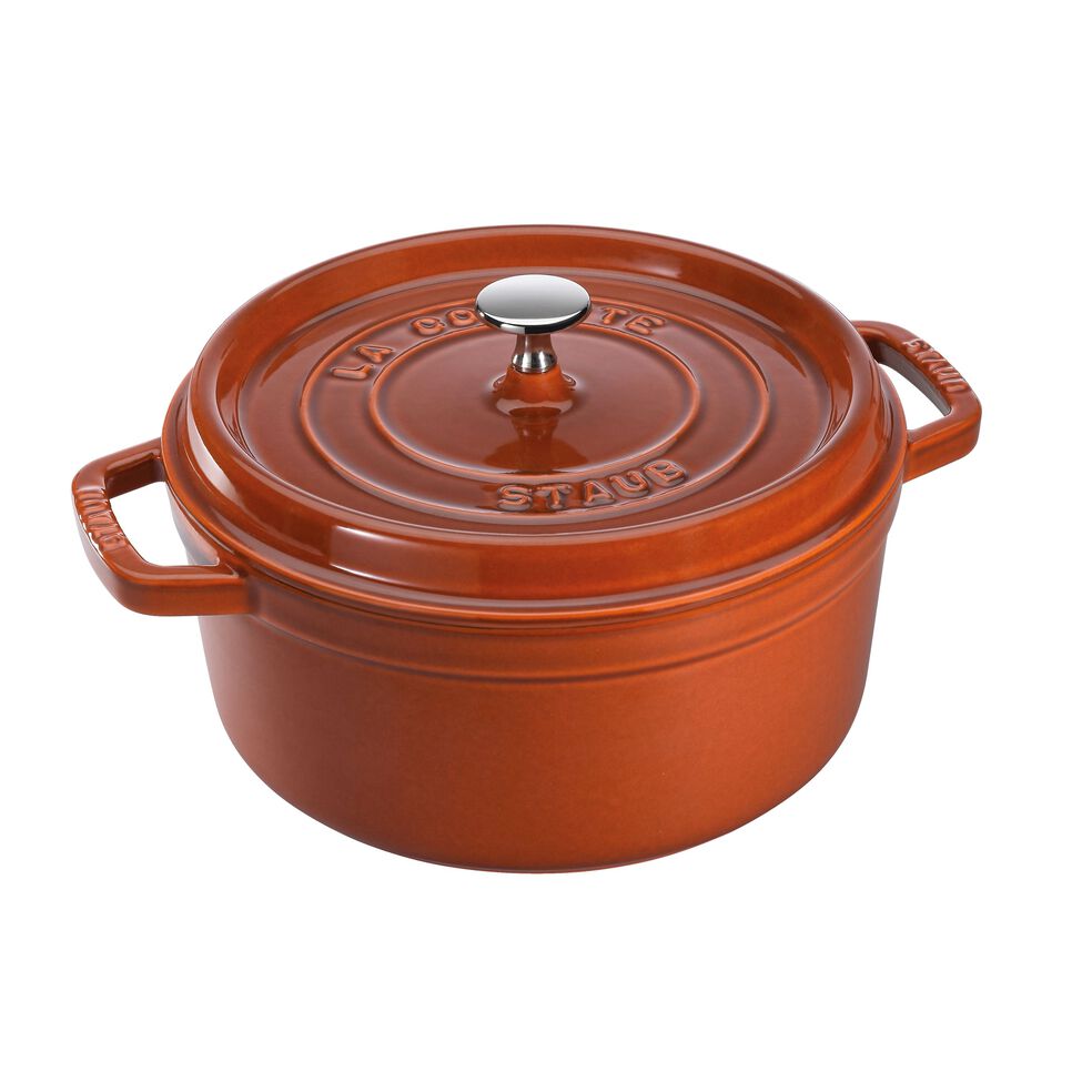 Cocotte 24 cm, rund, Zimt, Gusseisen