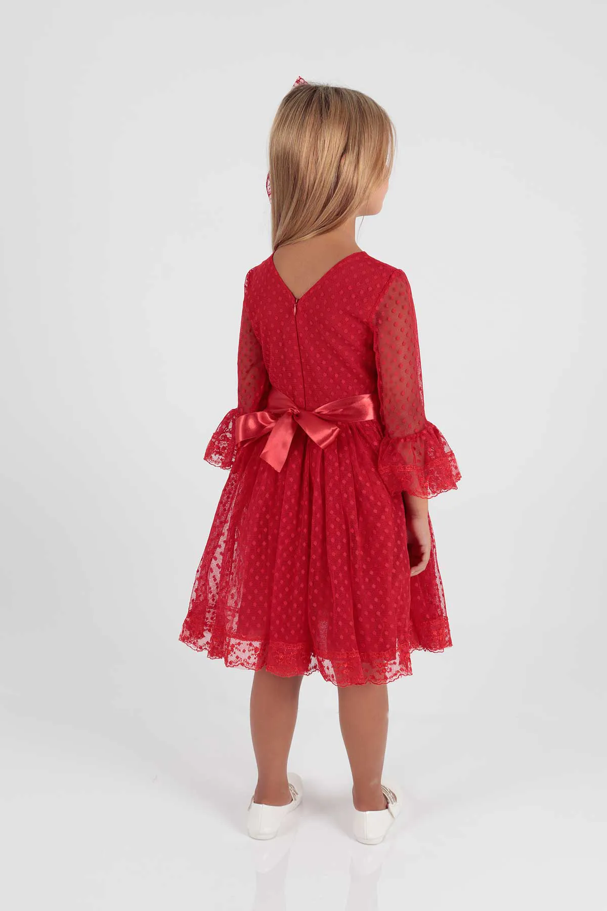 AHENGİM  Trendiges Abendkleid für Mädchen mit Schnalle und Tüllspitze Ak2209
