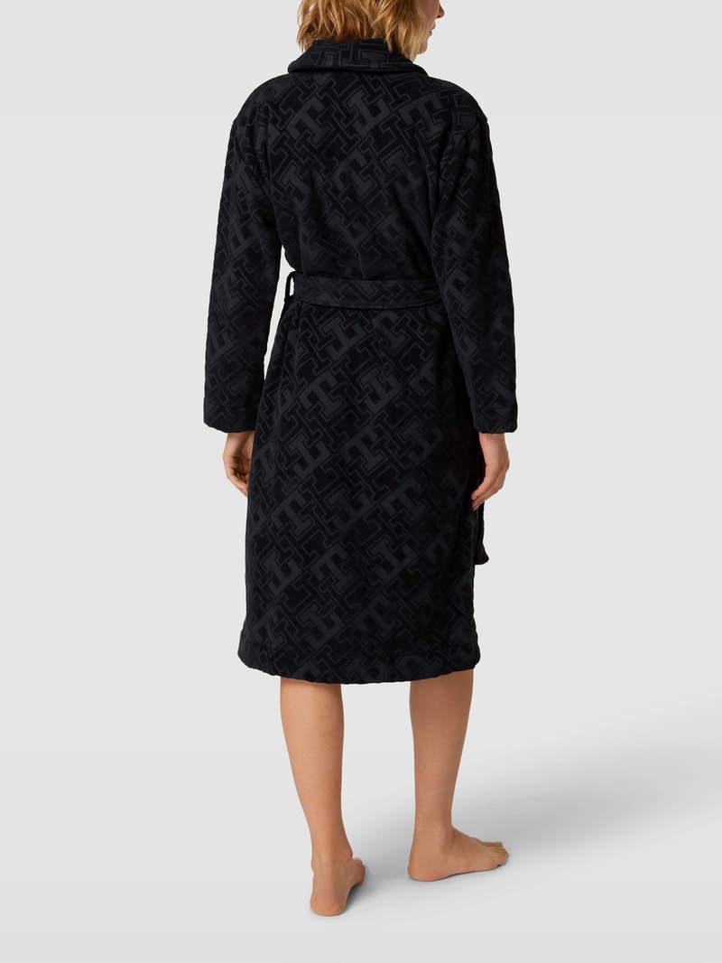 Bademantel mit Strukturmuster Modell 'JACQUARD' in dunkelblau