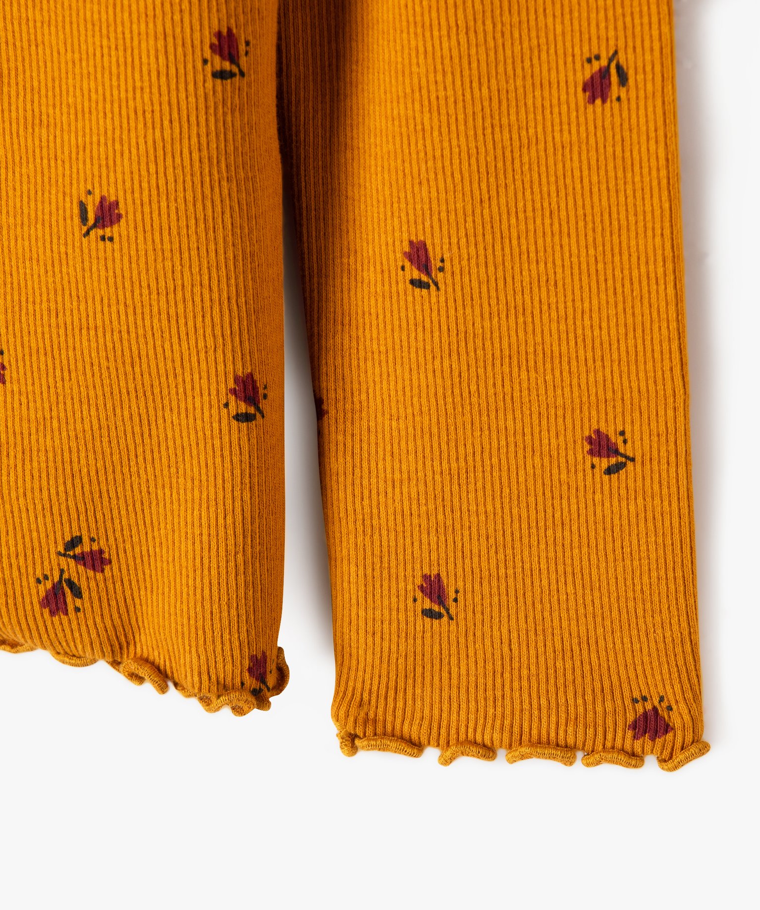 Tee-shirt à manches longues à motifs fleuris fille jaune | GEMO