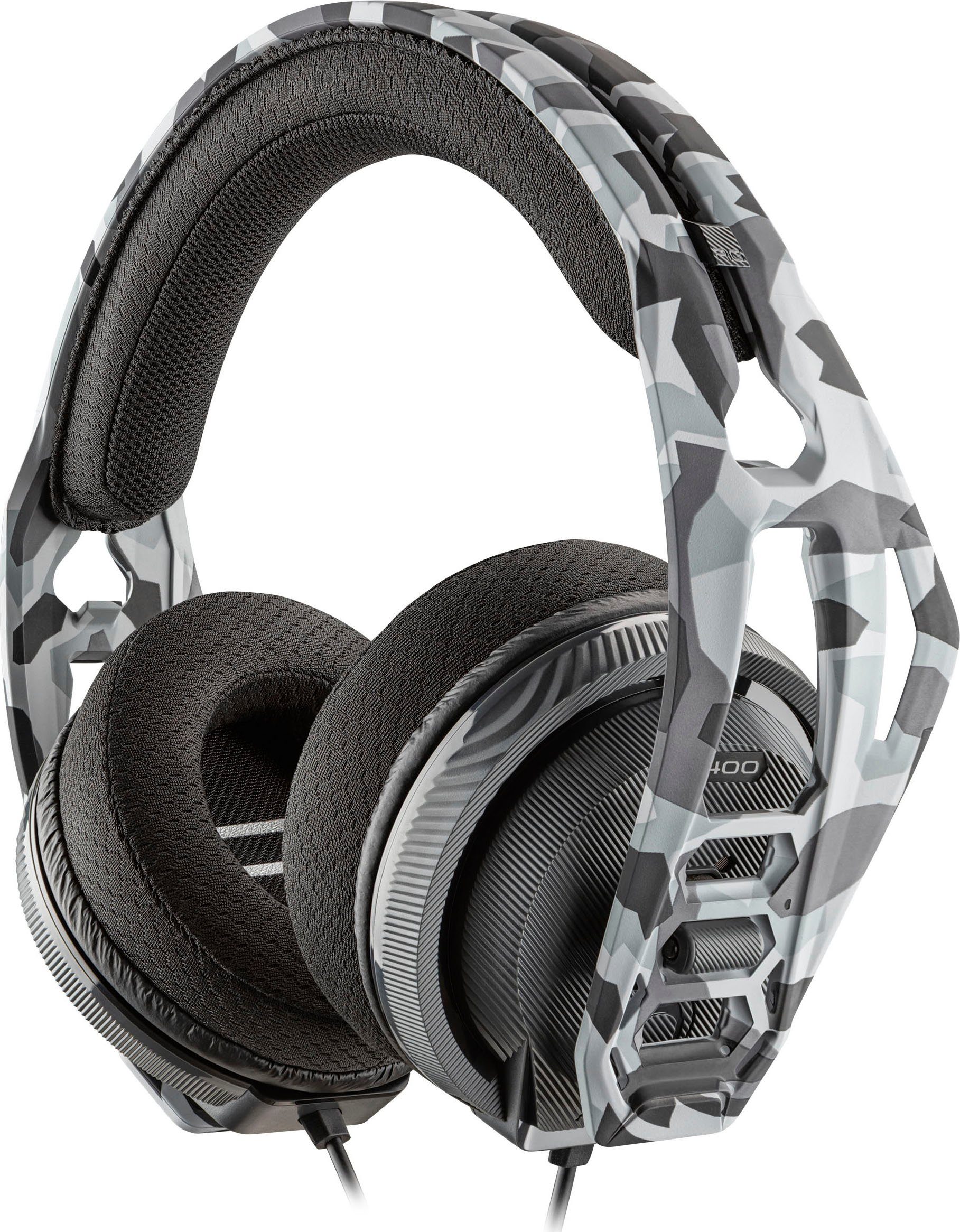nacon Nacon RIG 400HS Gaming-Headset, Camo-schwarz, 3,5 mm Klinke Gaming-Headset (Mikrofon abnehmbar, kabelgebunden, Stereo, Over Ear, PC, Mac, PS4-Lizenz)