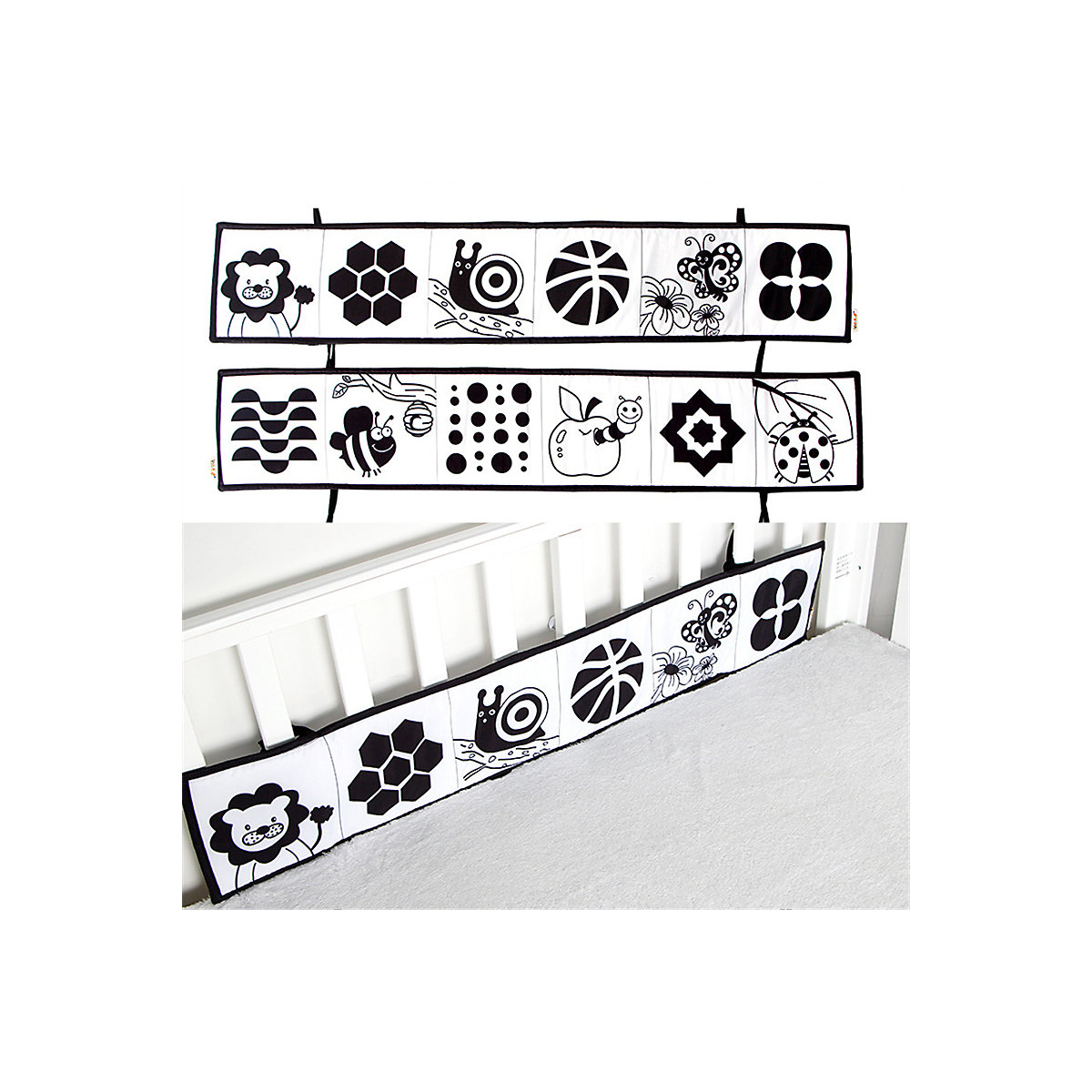Baby Black & White Bettdecke Buch Baby's Early Learning Cartoon Animated Bed Surround Cloth Book