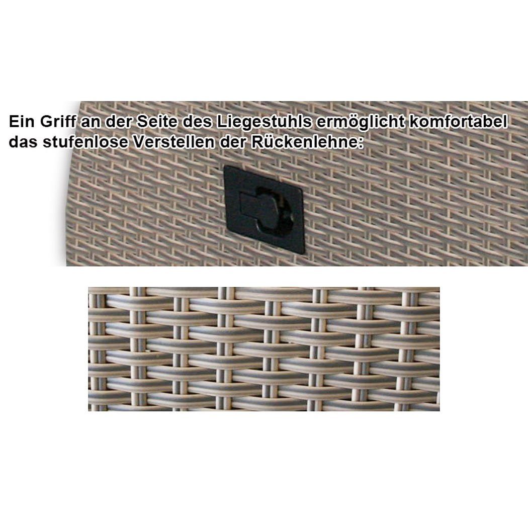 KMH Gartensessel Polyrattan-Liegestuhl *BOB* braun bi-color