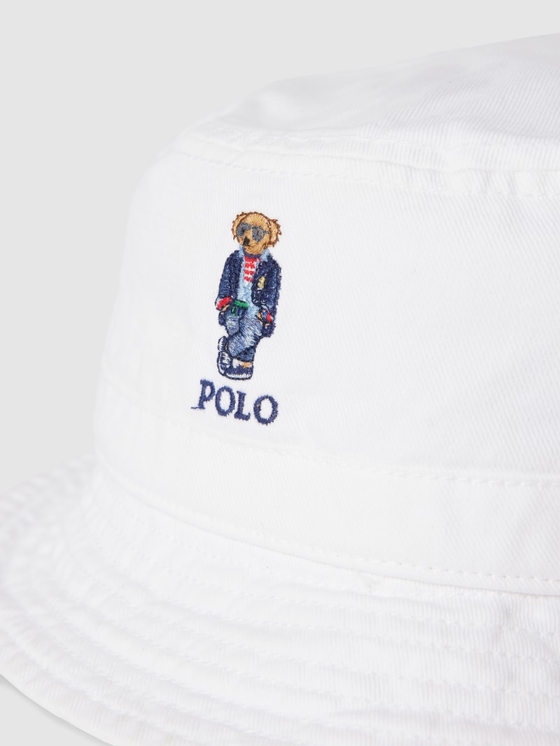 Bucket Hat mit Label-Stitching Modell 'BEAR' in weiß