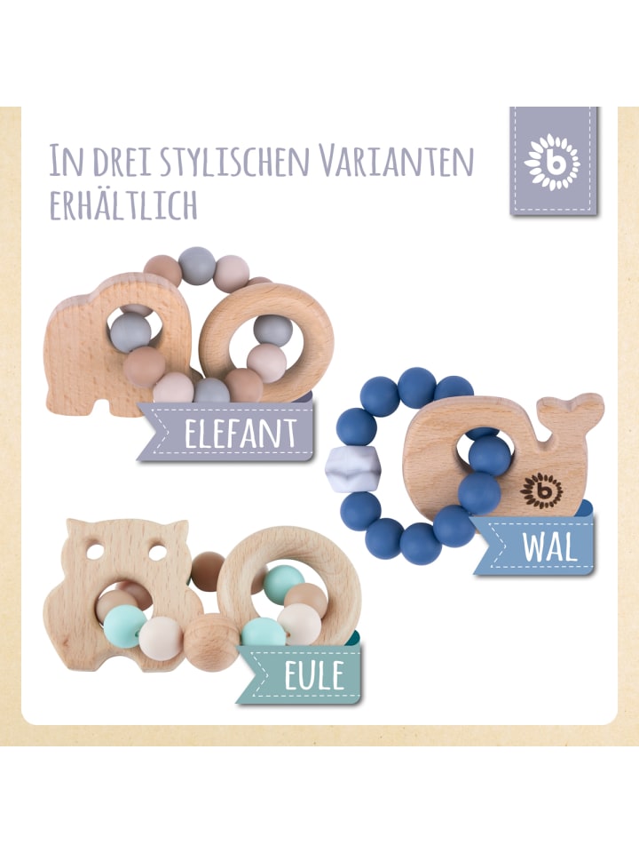 Bieco Spielwaren Greifling Holz Natur mit Silikon Elefant - ab Geburt in Beige günstig kaufen onesize