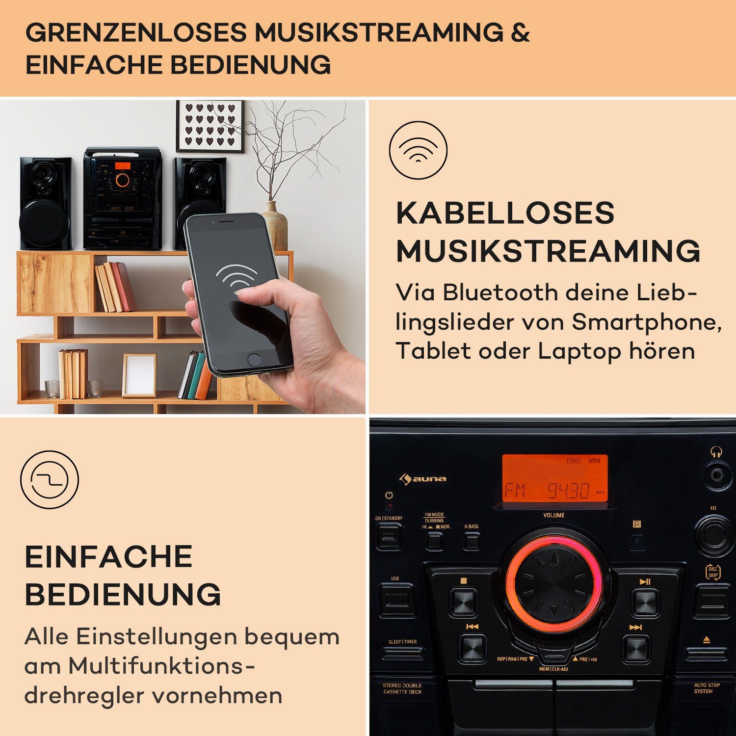 Auna Franklin DAB+ Stereoanlage (Radiotuner: DAB+ / FM, 10 W)