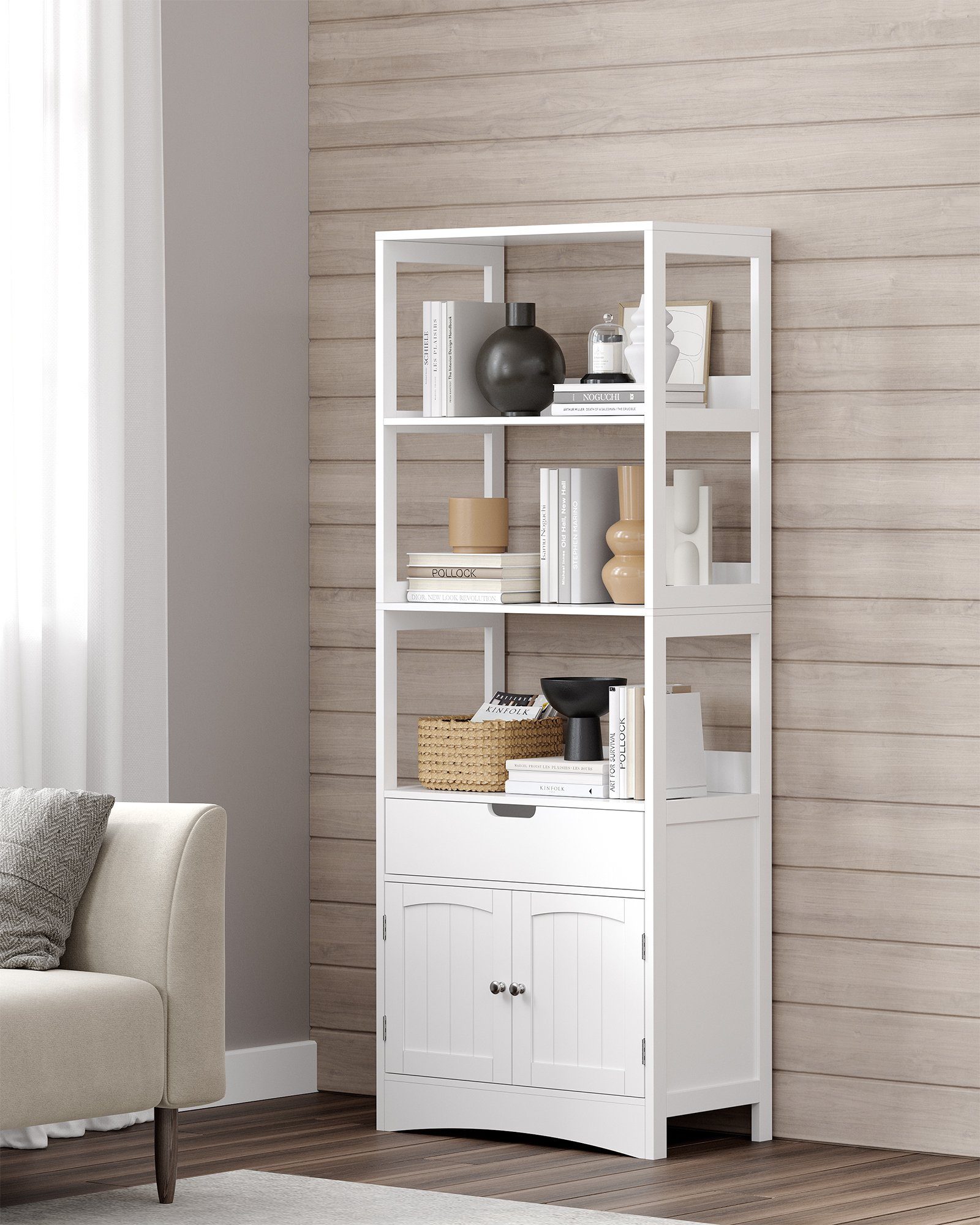 VASAGLE Badkommode, Badezimmerschrank, 60 x 32,5 x 154 cm