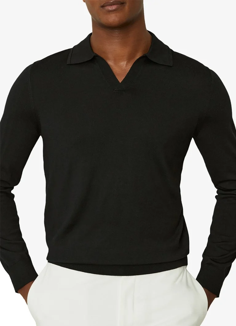 Reiss Milburn fino pletena polo majica od mješavine merino vune