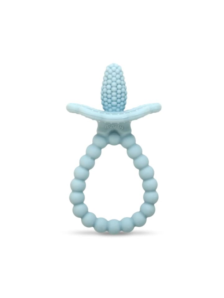 RaZbaby Baby Beißring Himbeere aus Silikon - Zahnungshilfe ab 3 Monaten in Blau günstig kaufen onesize