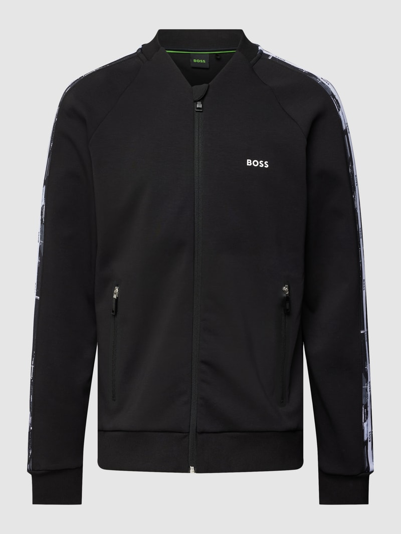 Sweatjacke mit Galonstreifen in schwarz