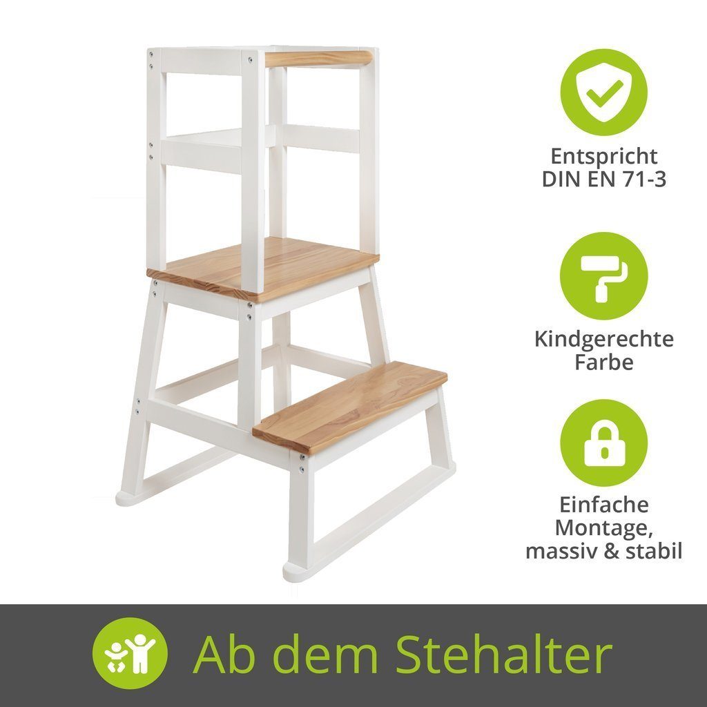 BOMI Stehhilfe Lernturm Swubi (1 St), Montessori Kinder Schemel Kinderhocker aus Holz