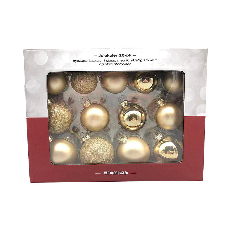 Julekule 26-pk glass, gull