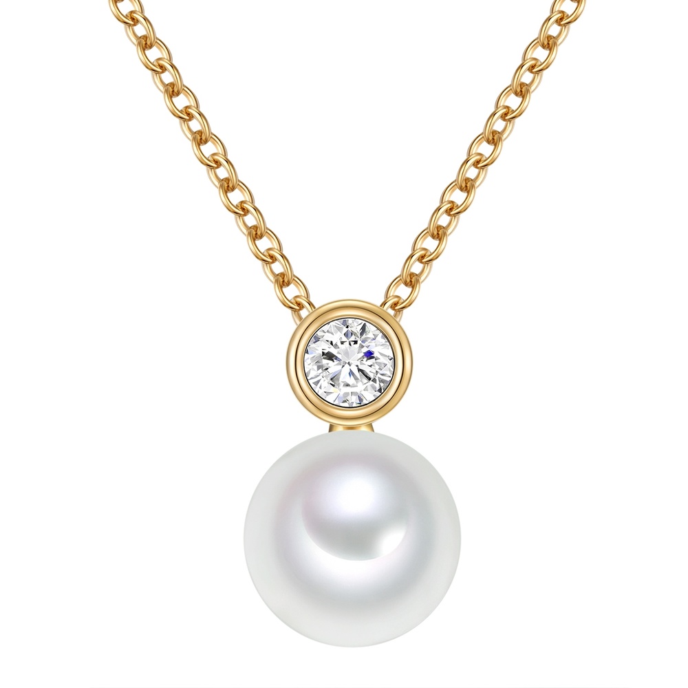Valero Pearls Collier en argent Argent sterling Oxyde de zirconium (CZ) Perle de culture d'eau  collier