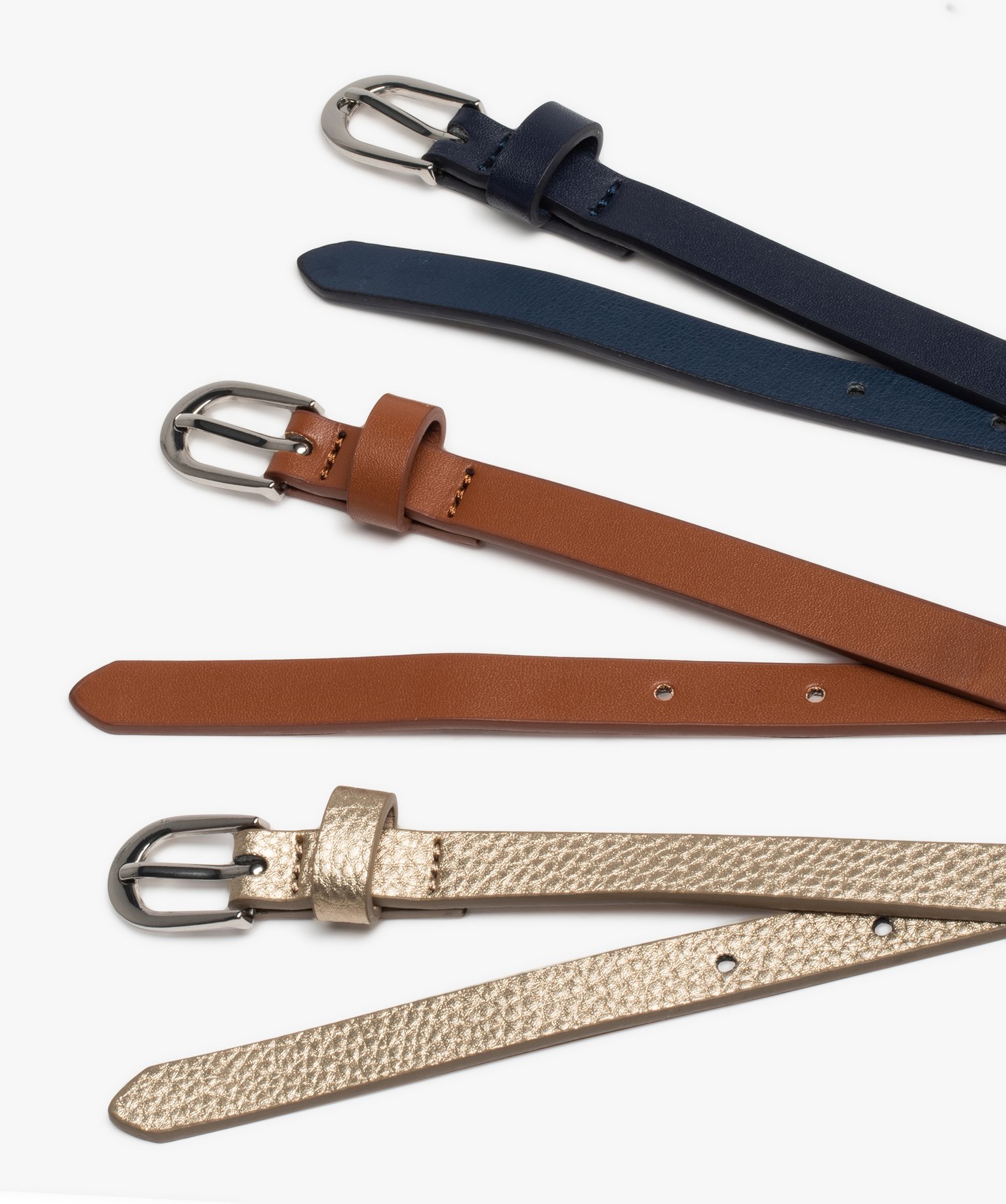 Ceintures fines à boucle ovale fille (lot de 3) camel | GEMO