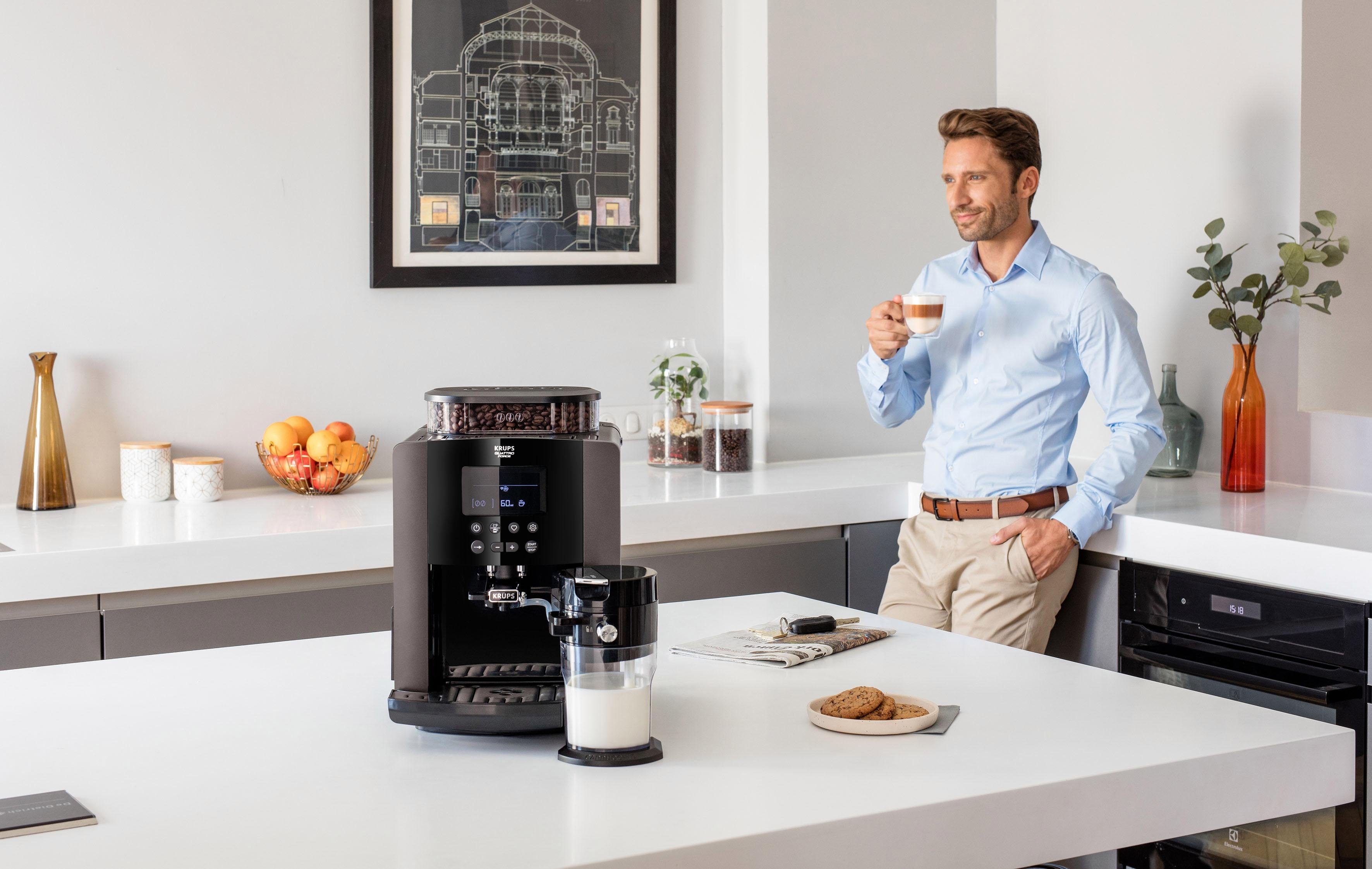 Krups Kaffeevollautomat EA819E Arabica Latte, Wassertankkapazität: 1,7 Liter, Pumpendruck: 15 Bar, LCD-Display