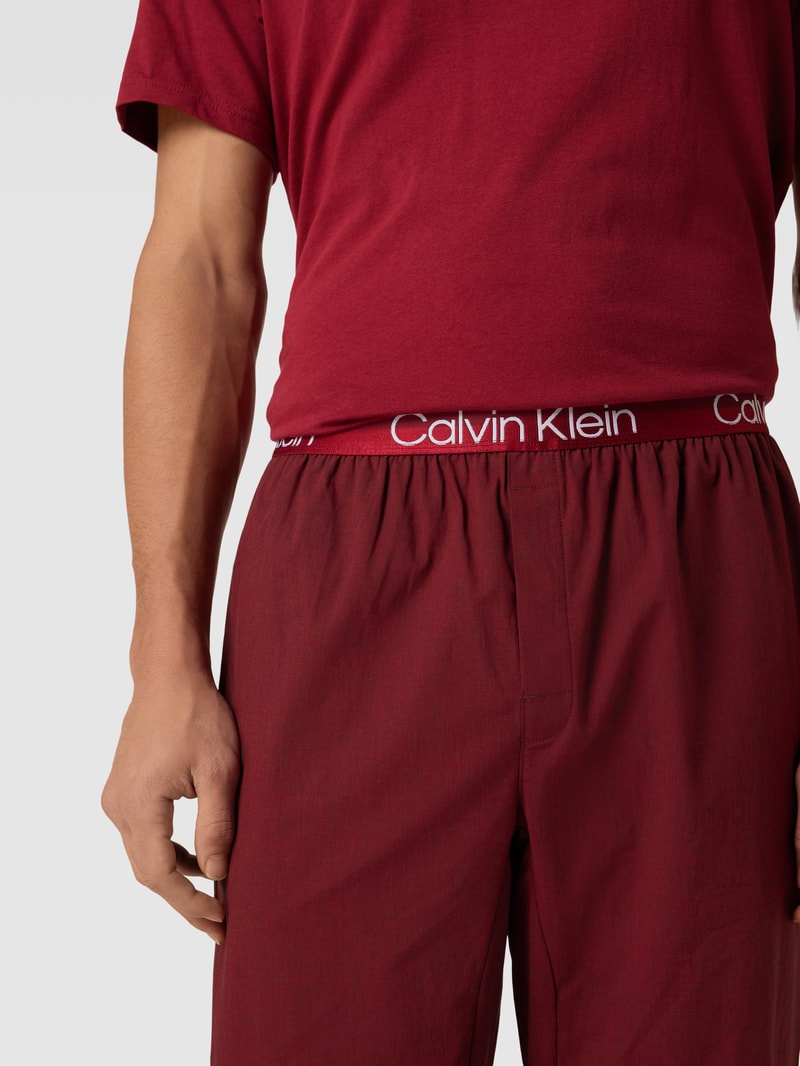 Pyjama-Hose mit Label-Details Modell 'SLEEP' in dunkelrot