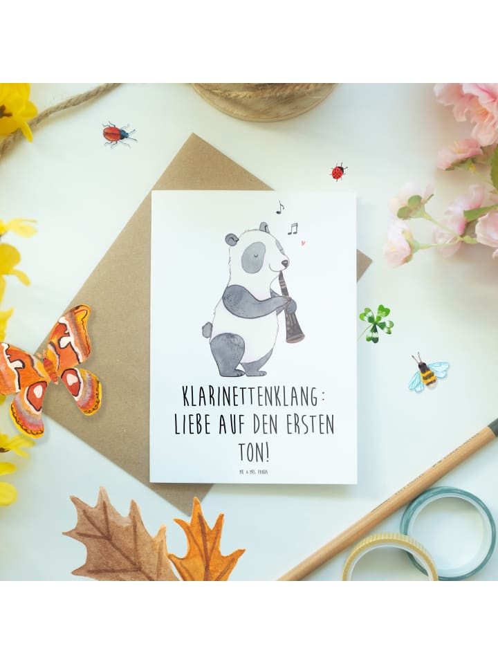 Mr. & Mrs. Panda Grußkarte Klarinette Liebe  mit Spruch in Weiß günstig kaufen onesize