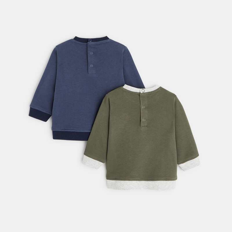 Sweat maille molleton uni bleu bébé garçon