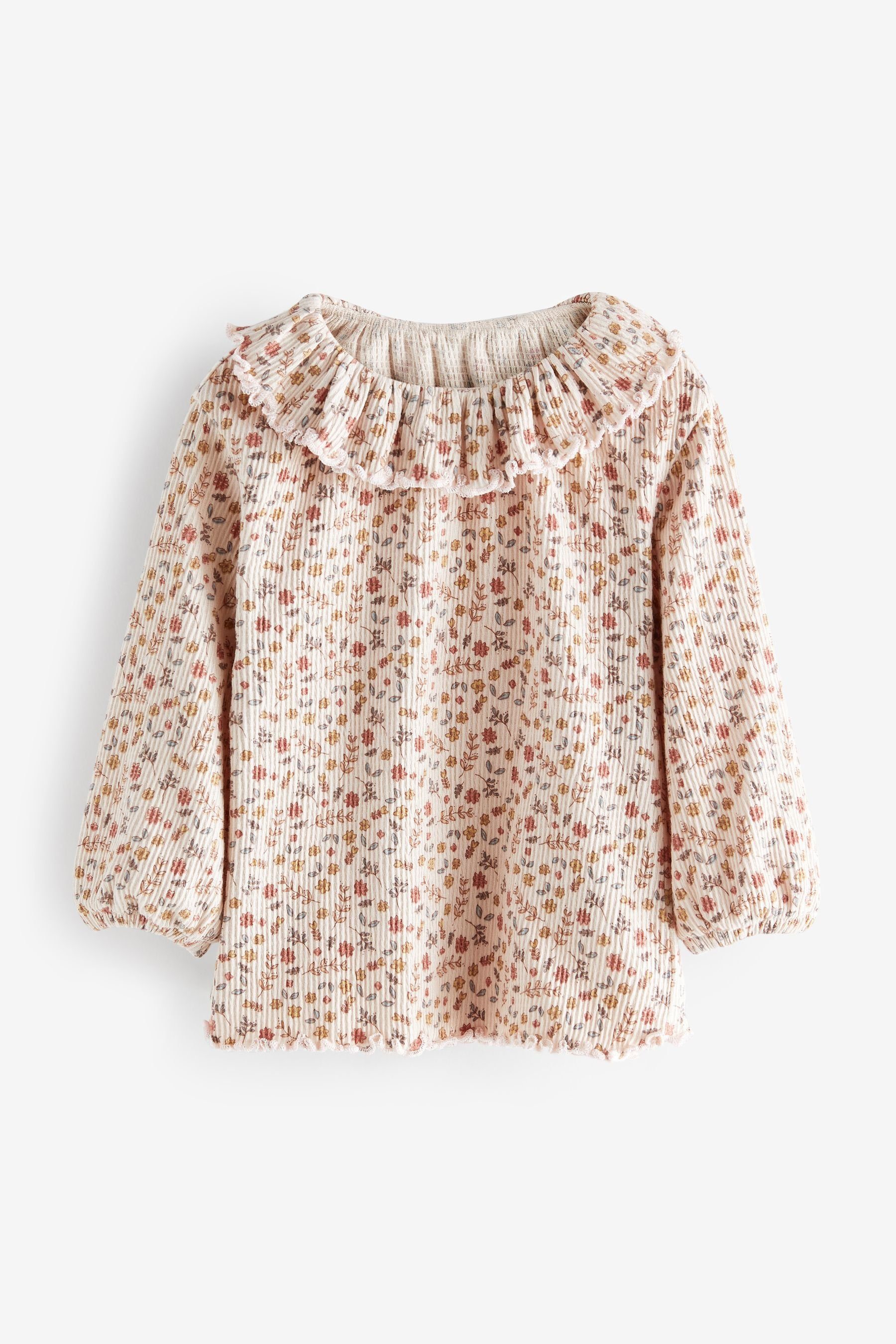 Next Langarmbluse Bluse mit Rüschenkragen und Blumen-Print (1-tlg)