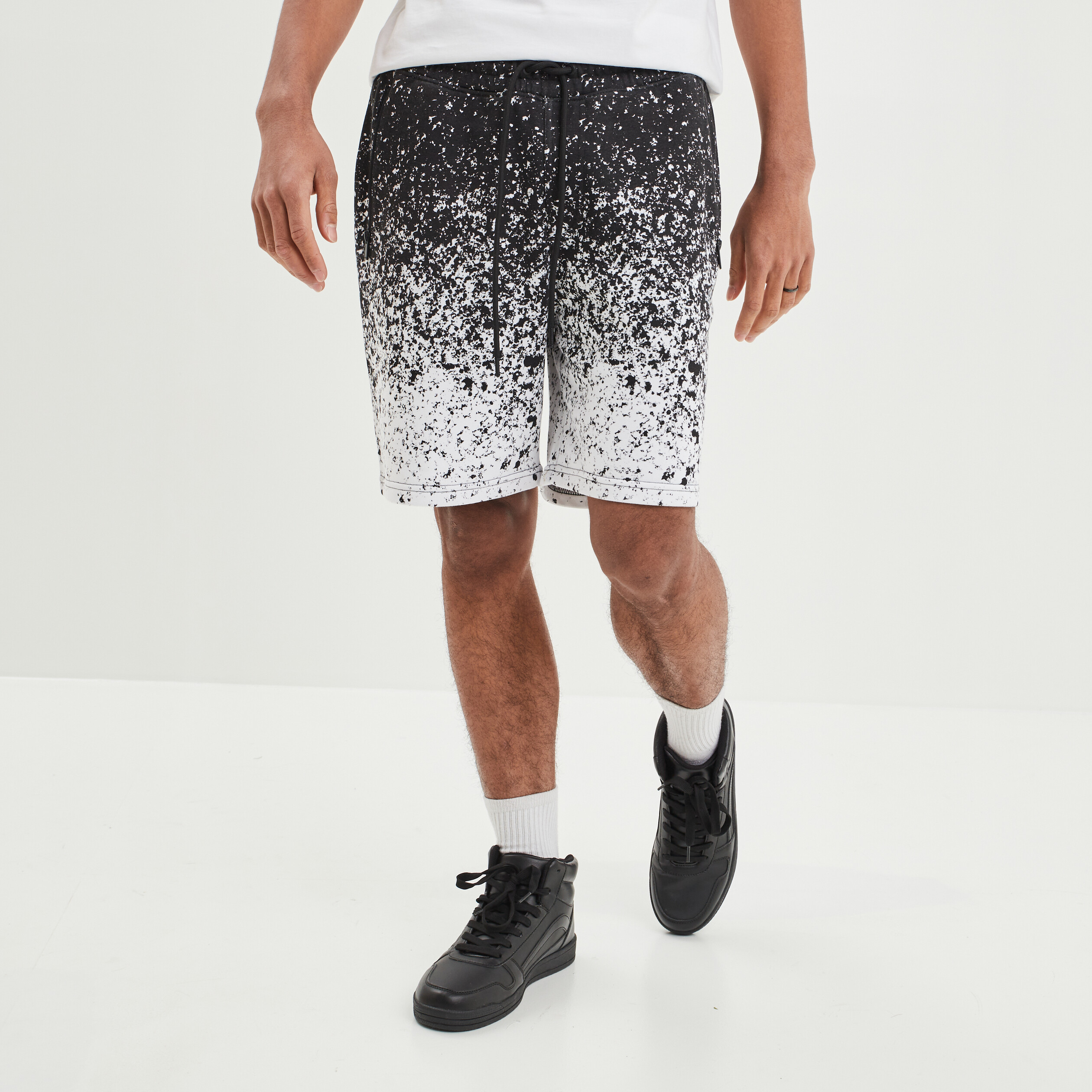 Jogging-Short droit à coulisse blanc homme | La Halle