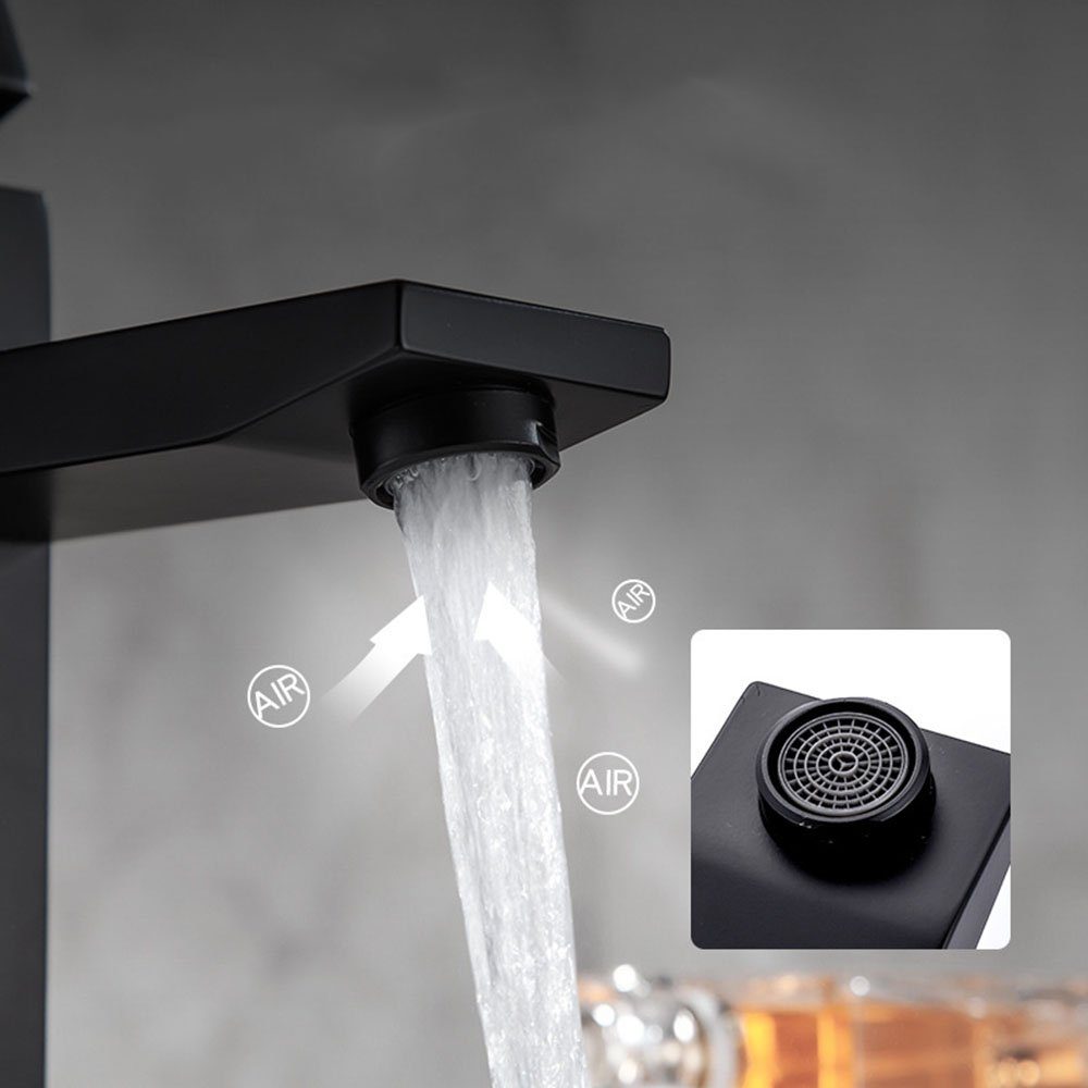 Runxizhou Waschtischarmatur Wasserhahn Bad Schwarz, Rostfreier Stahl Waschbecken Armaturen (1-St)