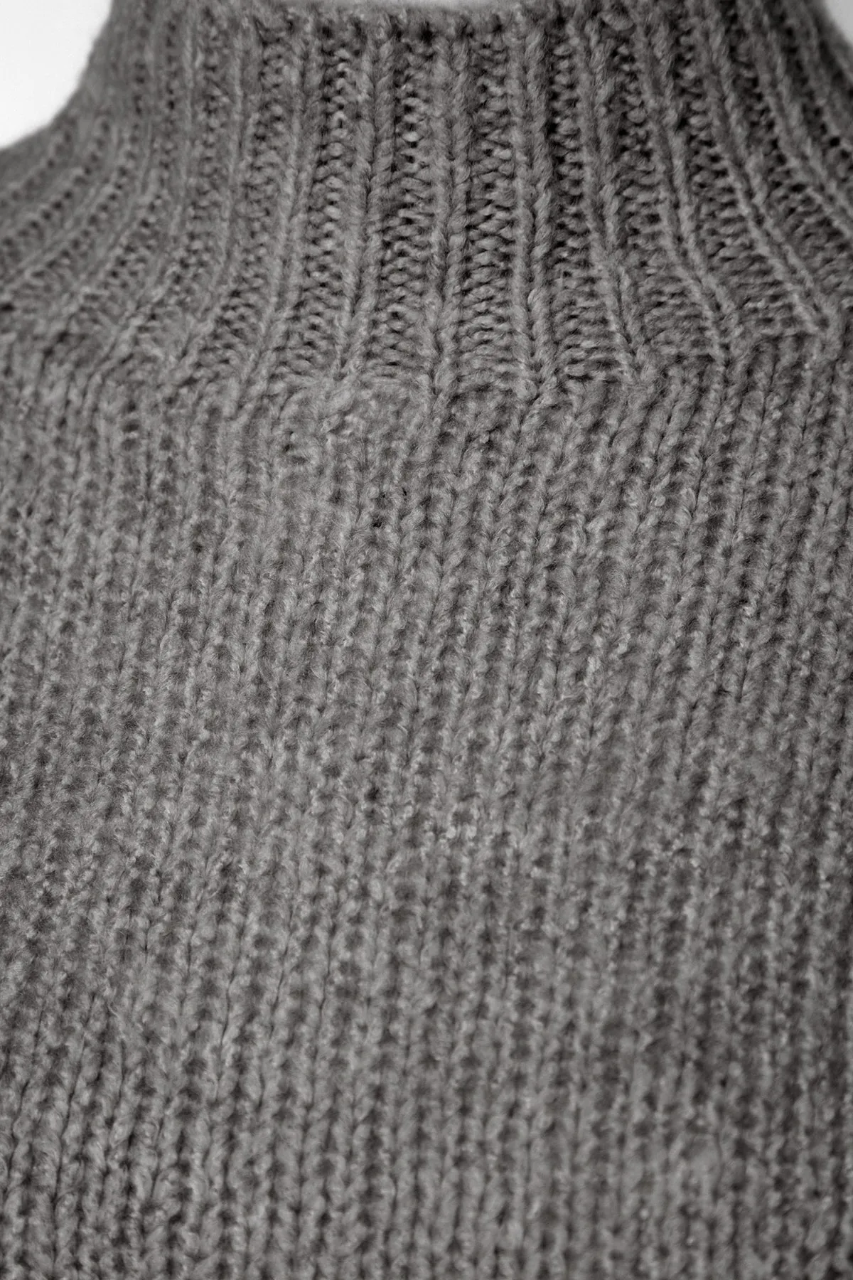 Trendyol Collection  Anthrazit Weich Strukturierter Dicker Rundhals Strickpullover TWOAW24KZ00290