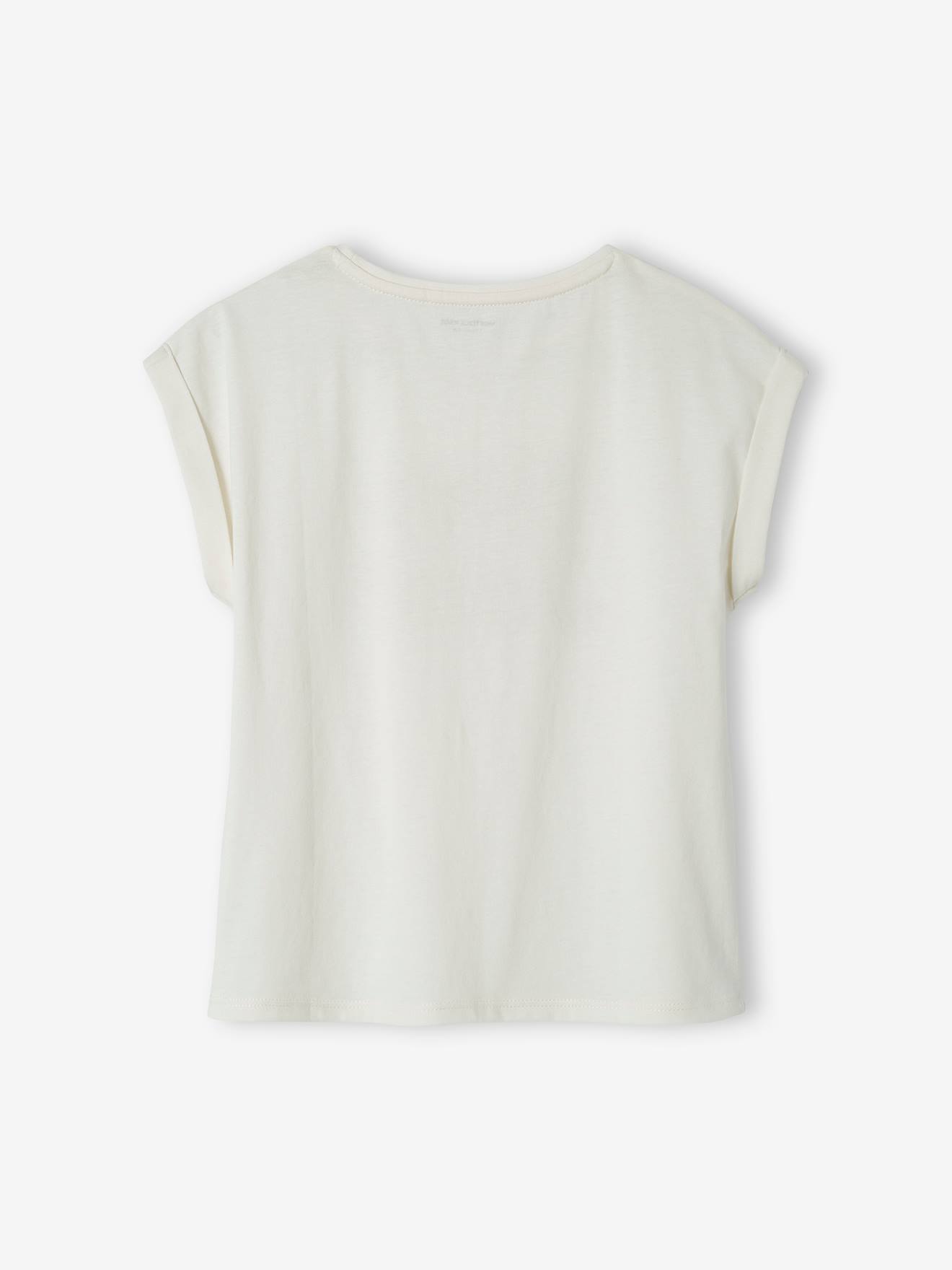 Vertbaudet Mädchen T-Shirt, Blumen-Schriftzug Oeko-Tex - marine/tres bien