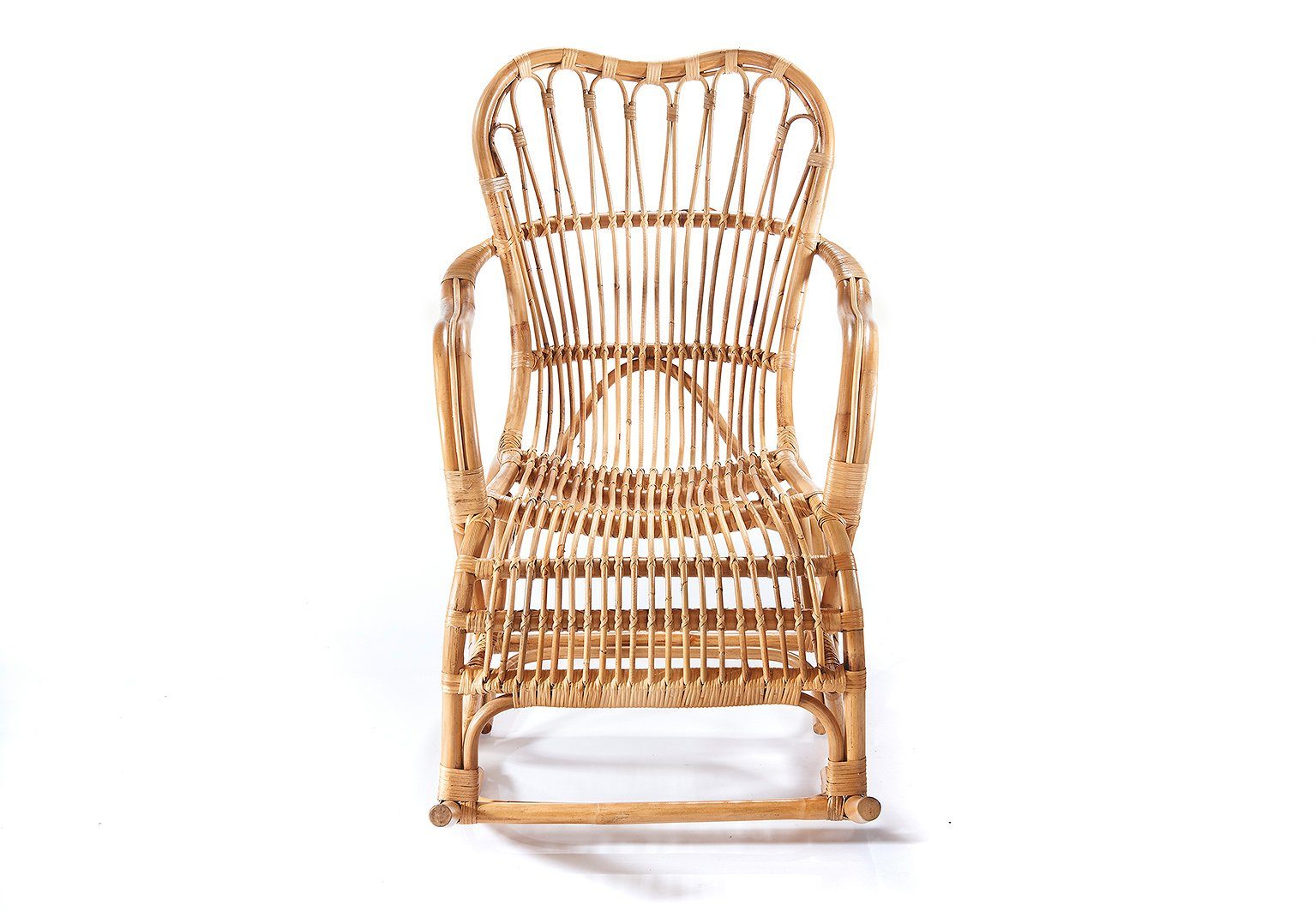 Kobolo Rattanstuhl Schaukelstuhl - Rattan natur - inkl Kissen