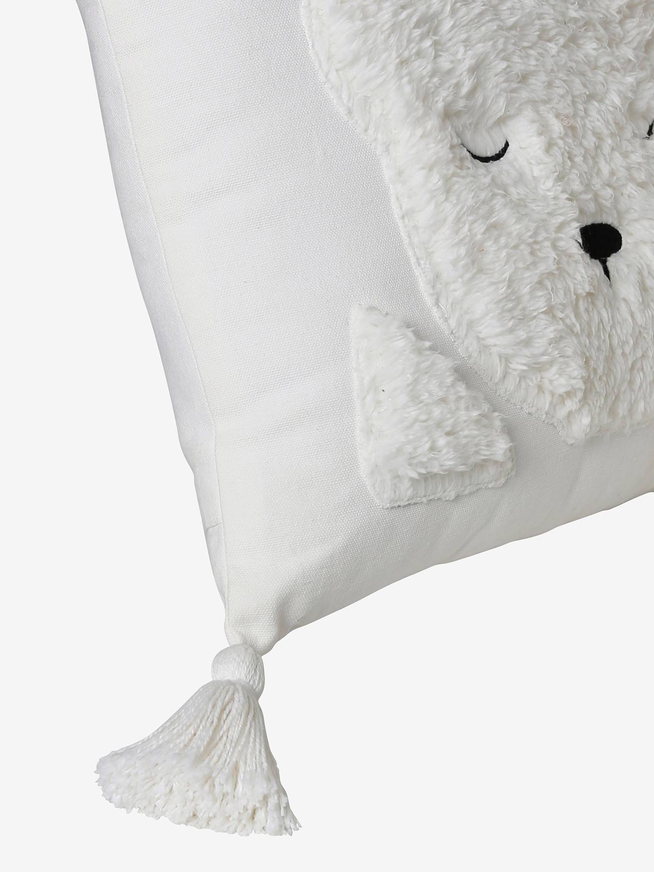 Coussin avec applications sherpa Ours berbère ecru