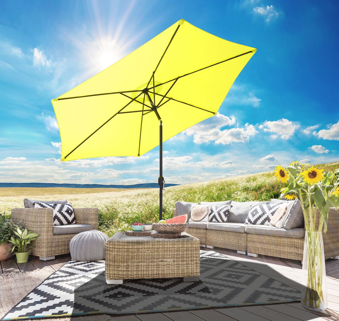 Weles Sonnenschirm, Stahl,  200 cm, lemon