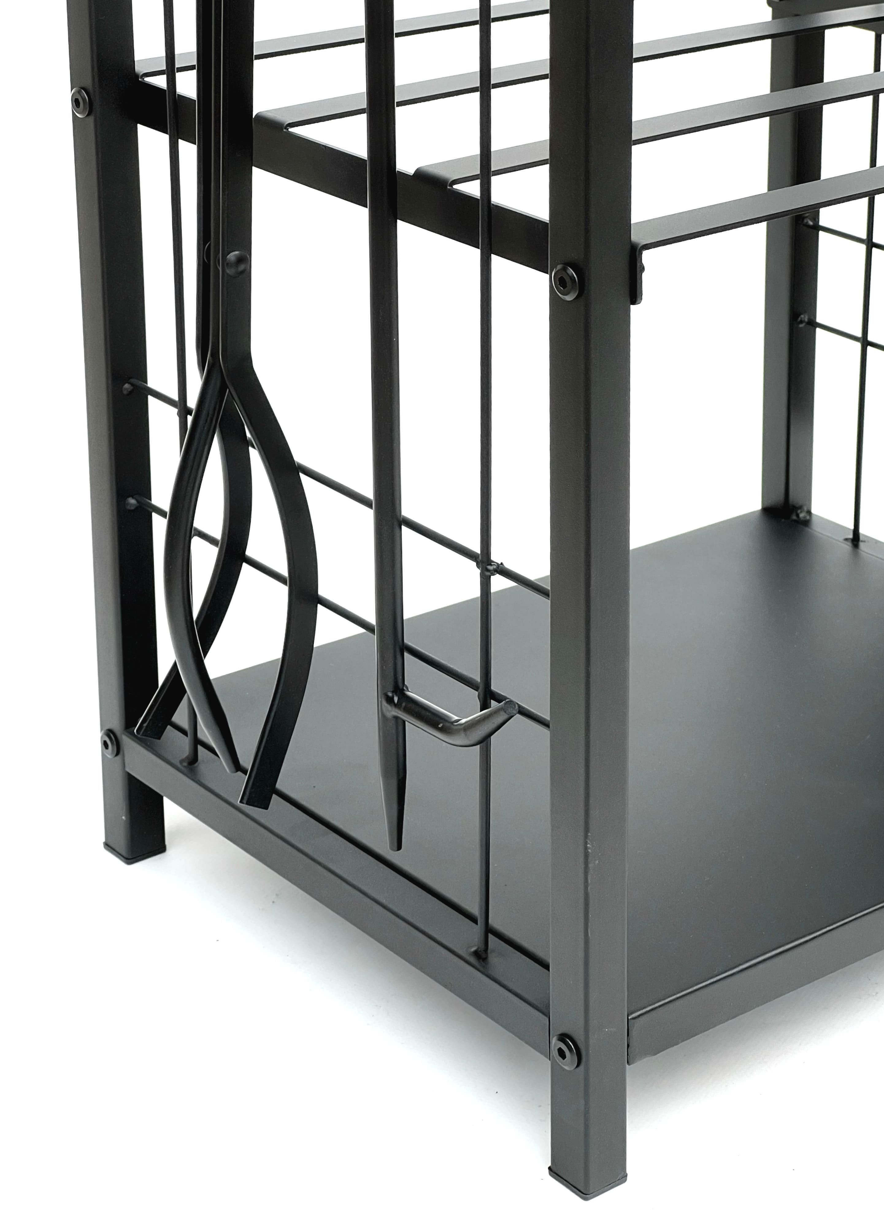 DanDiBo Kaminholzregal Kaminholzregal Metall Schwarz 72 cm mit Kaminbesteck Kaminholzständer