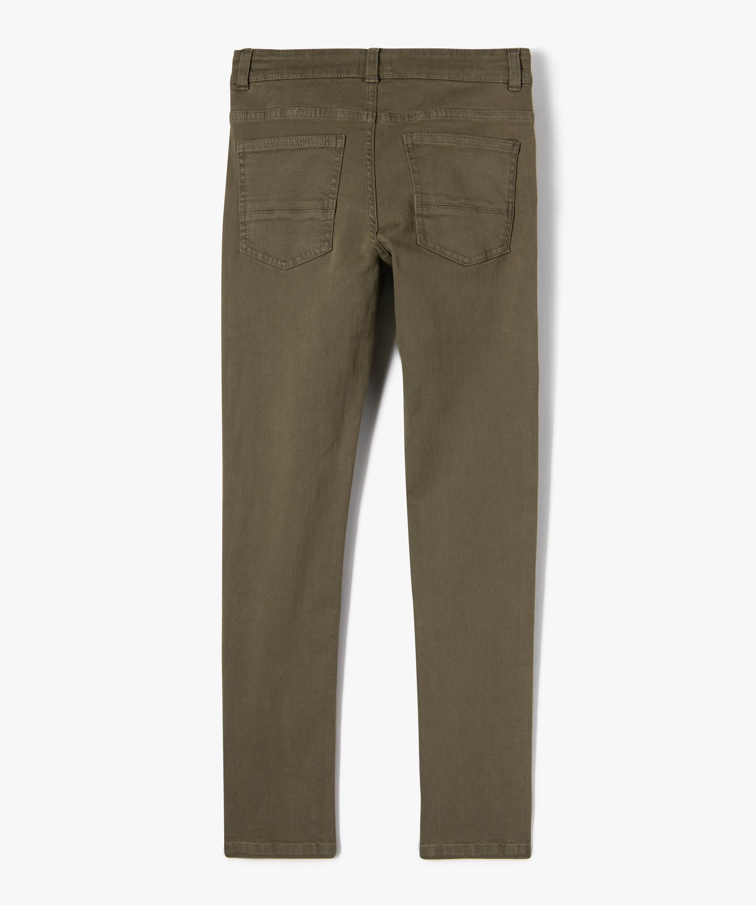 Pantalon en coton stretch coupe slim 5 poches Garçon kaki | GEMO
