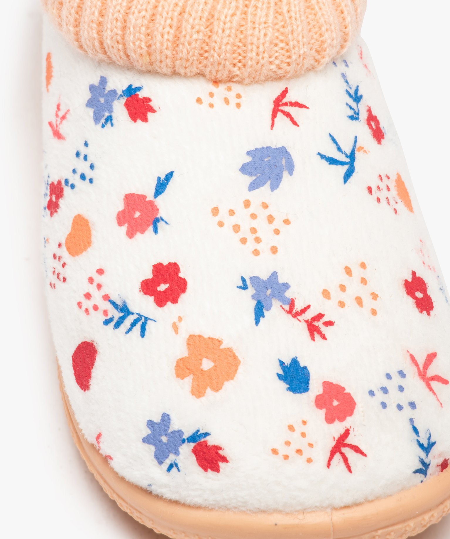 Chaussons fille boots en velours imprimé et col chaussette rose | GEMO