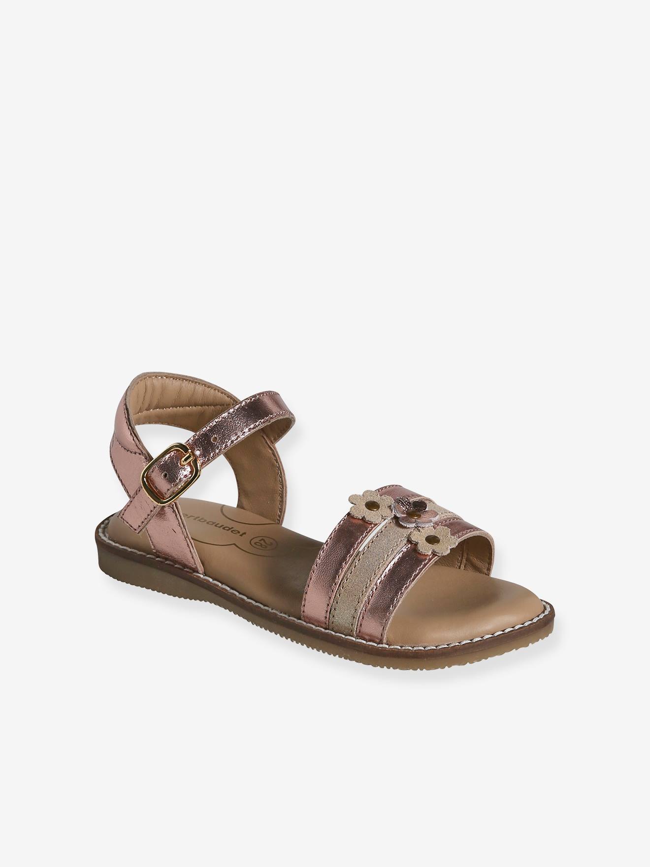 Vertbaudet Kinder Sandalen mit Anziehtrick - ocker