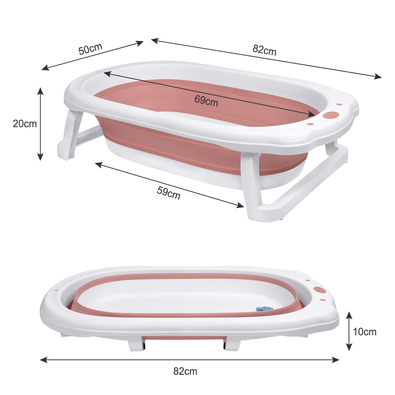 UISEBRT Babybadewanne Faltbare Babywanne Kinderbadewanne, mit Ergonomischem Badekissen