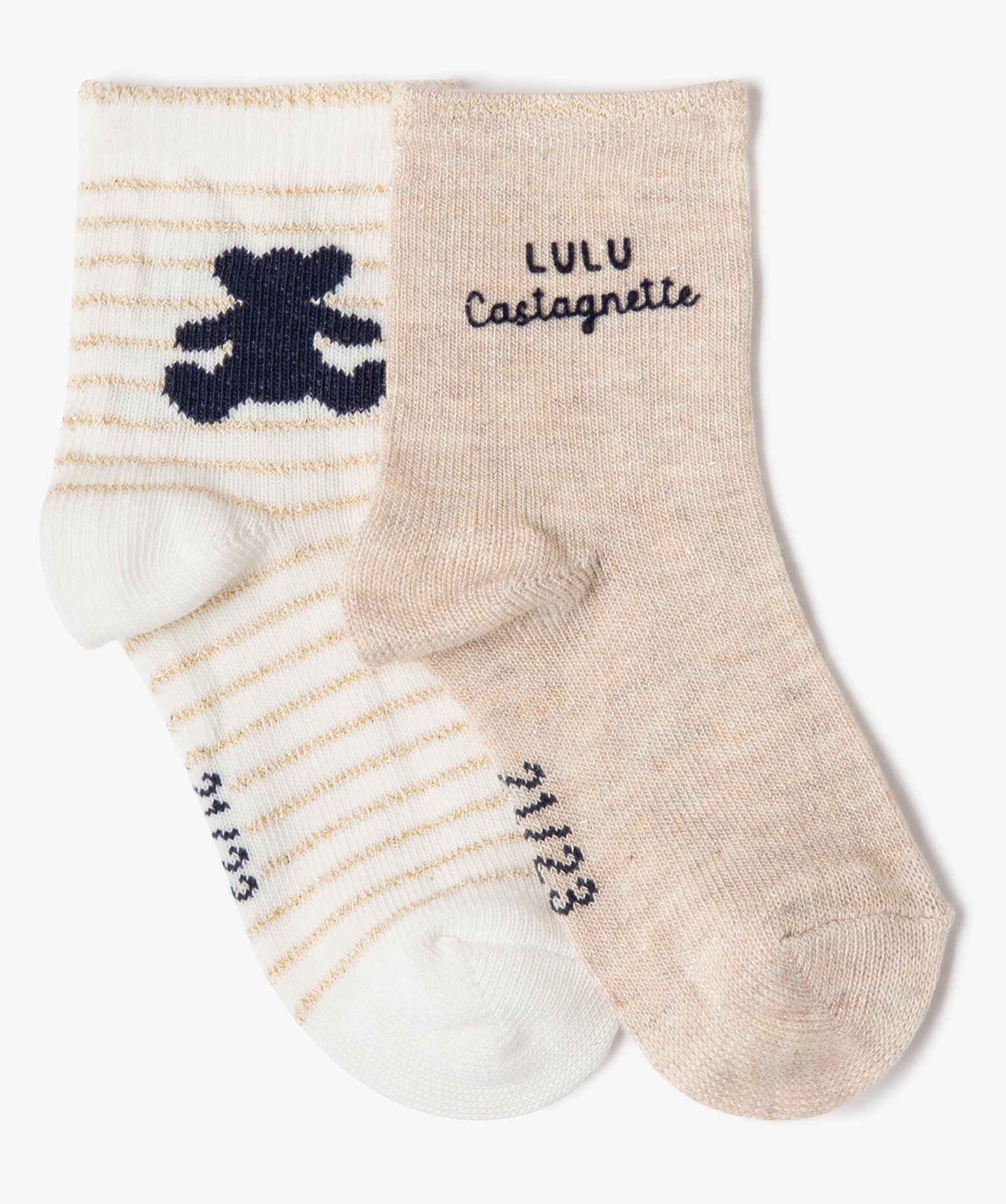 Chaussettes pailletées bébé fille (lot de 2) - LuluCastag... beige | GEMO