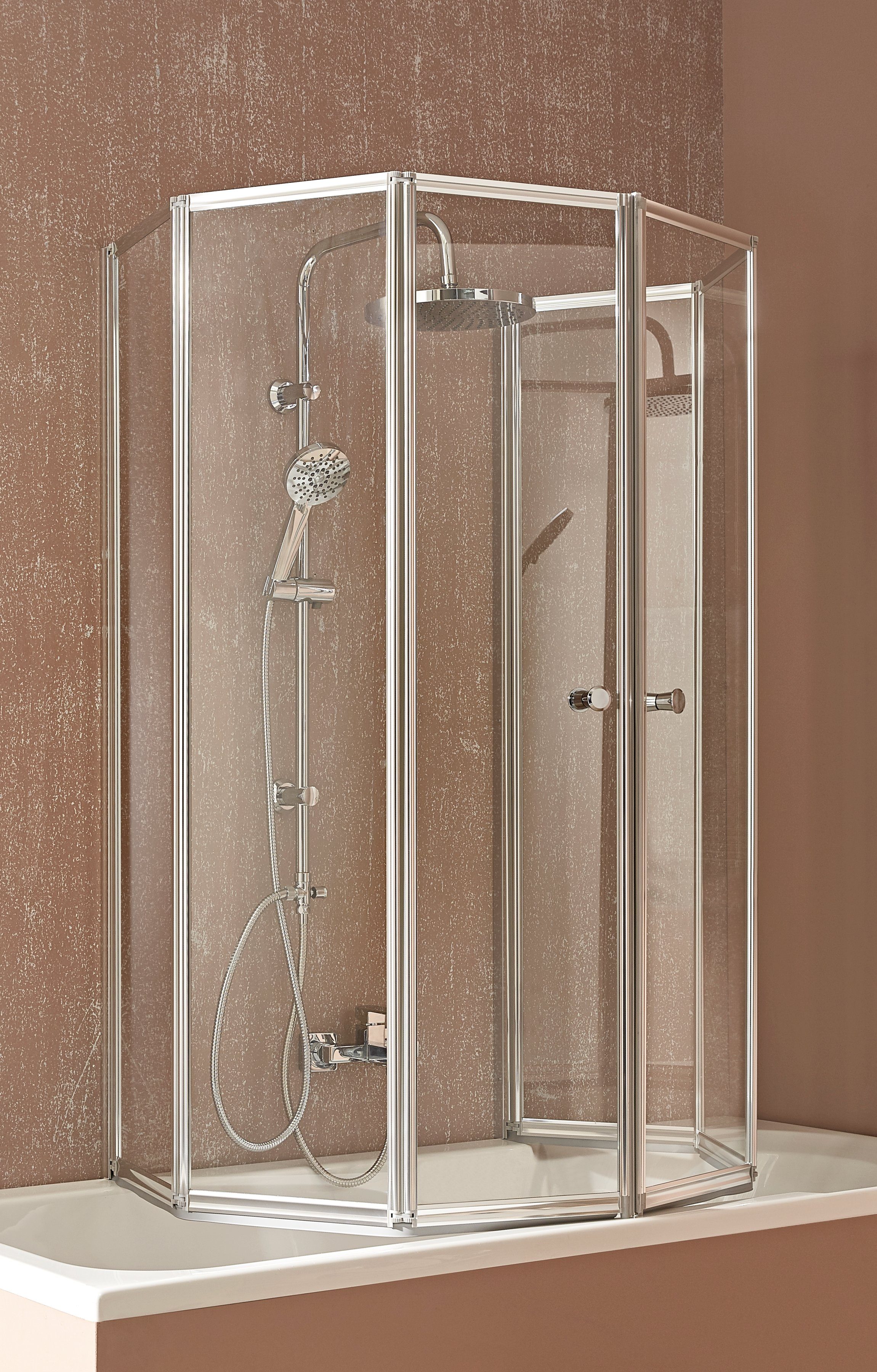 welltime Badewannenaufsatz Summer, Einscheibensicherheitsglas, (6 tlg), Badewannenfaltwand, Glaswand bestehend aus 6 Elementen