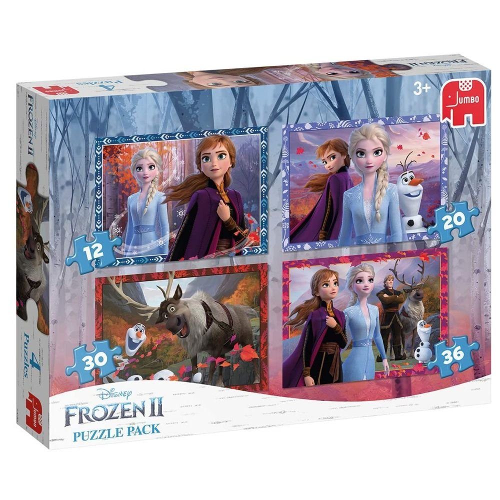 Frozen Puzzle 4 in 1 Kinder Puzzle Box  Frozen II Eiskönigin Jumbo, 36 Puzzleteile