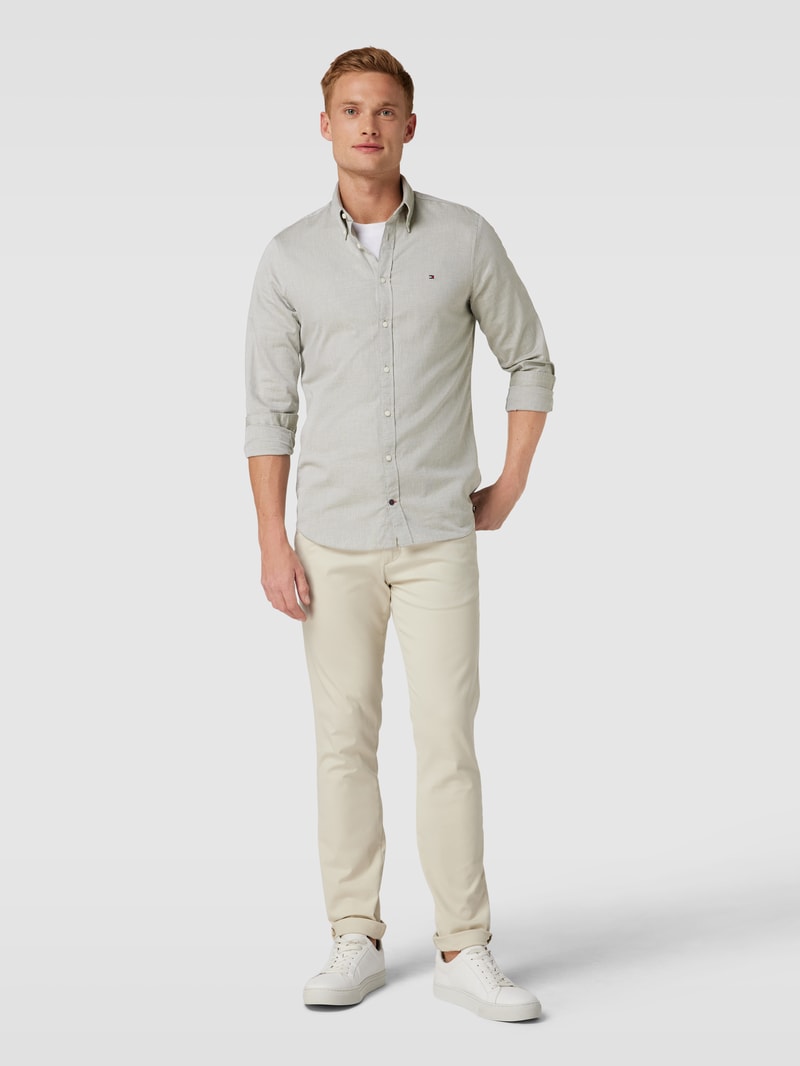 Slim Fit Business-Hemd mit Button-Down-Kragen in grün
