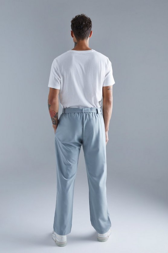Elastische gerade Hose mit 4-Way Stretch und Gürtel