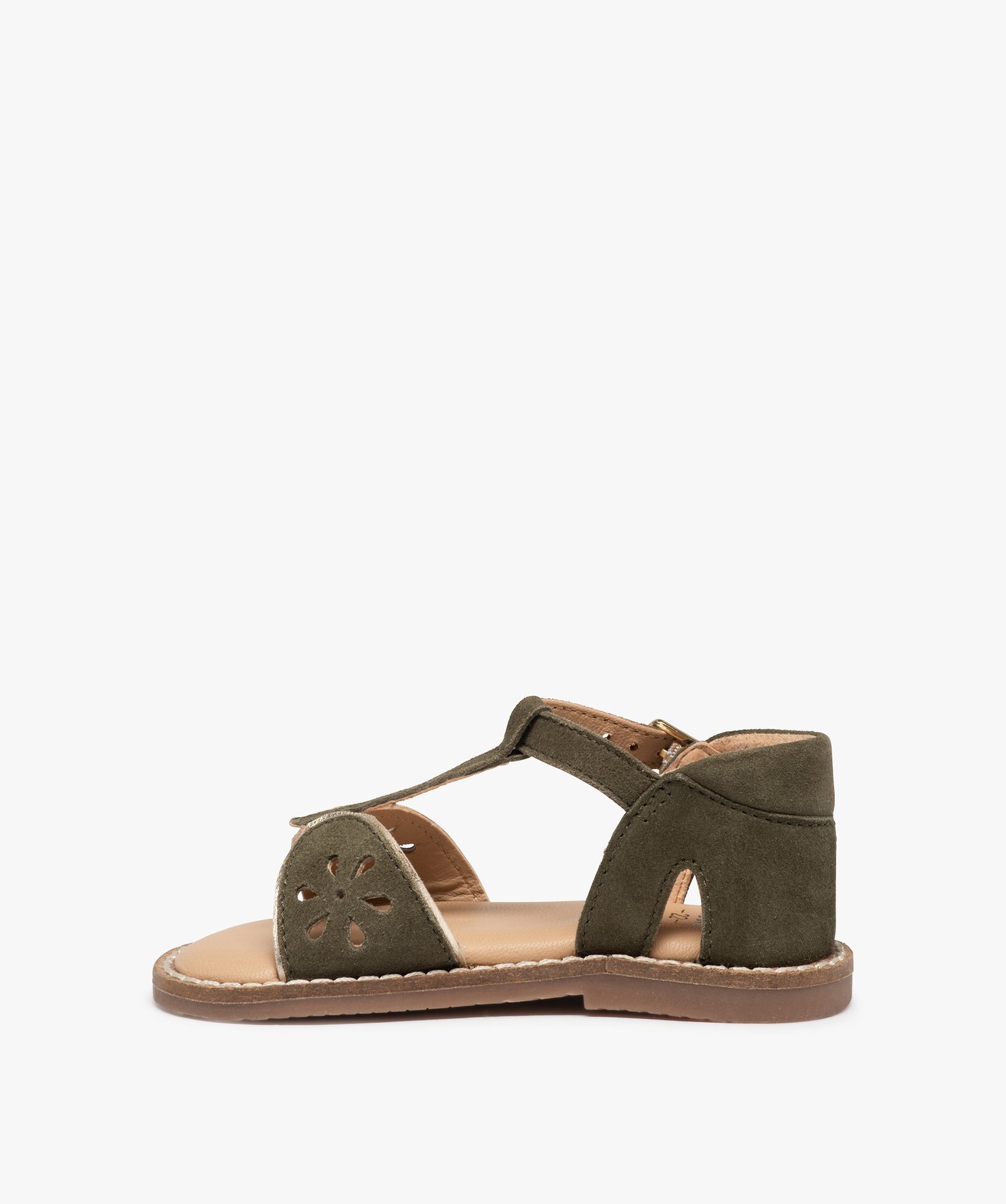 Sandales bébé fille dessus cuir retourné ajouré – NA! kaki | GEMO