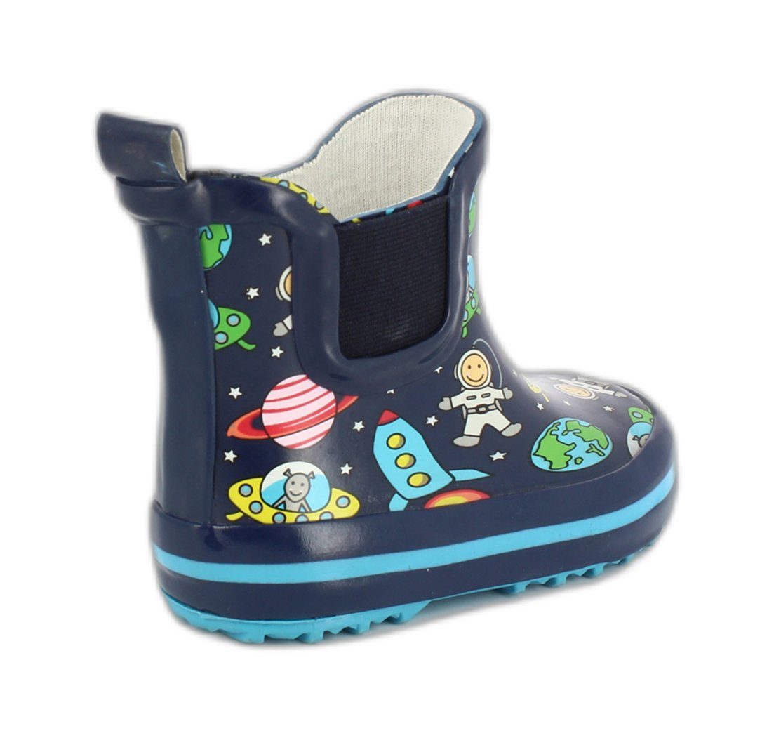 Beck Kleinkinder Gummistiefel Space Gummistiefel (wasserdichte Kurzstiefel, für trockene Füße bei Regenwetter) herausnehmbare Innensohle, weicher flexibler Naturkautschuk