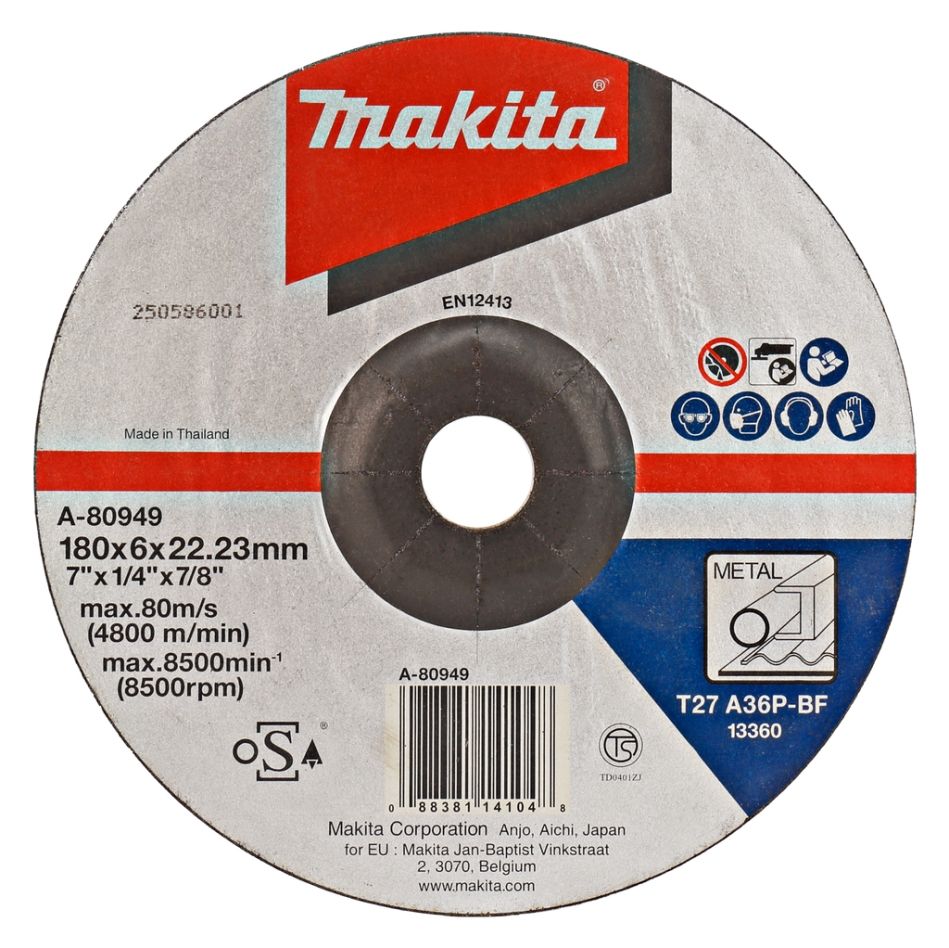 Makita Tilbehør A-80949 Afgratningsskive 180x6,0mm stål