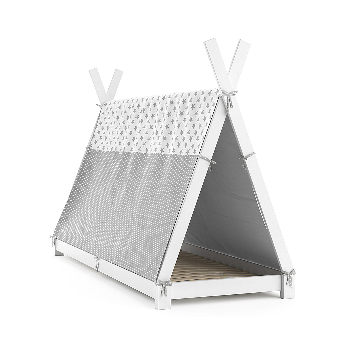 Kinderbett Hausbett Tipi + Überwurf 90x200cm Indianerzelt Indianerbett