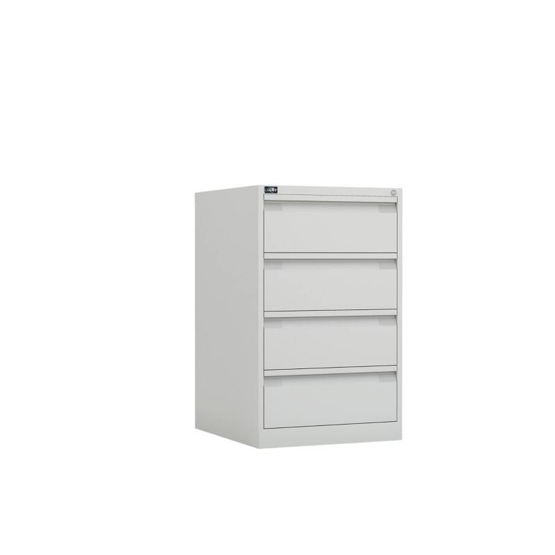 Bisley Stahl Karteischrank 4 Schübe Abschließbar 570 x 622 x 915 mm Weiß