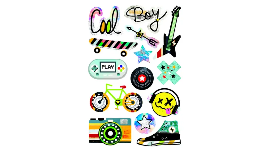 folia Puffy-Sticker STAY COOL 10,5x16cm 1 Blatt 14 Sticker