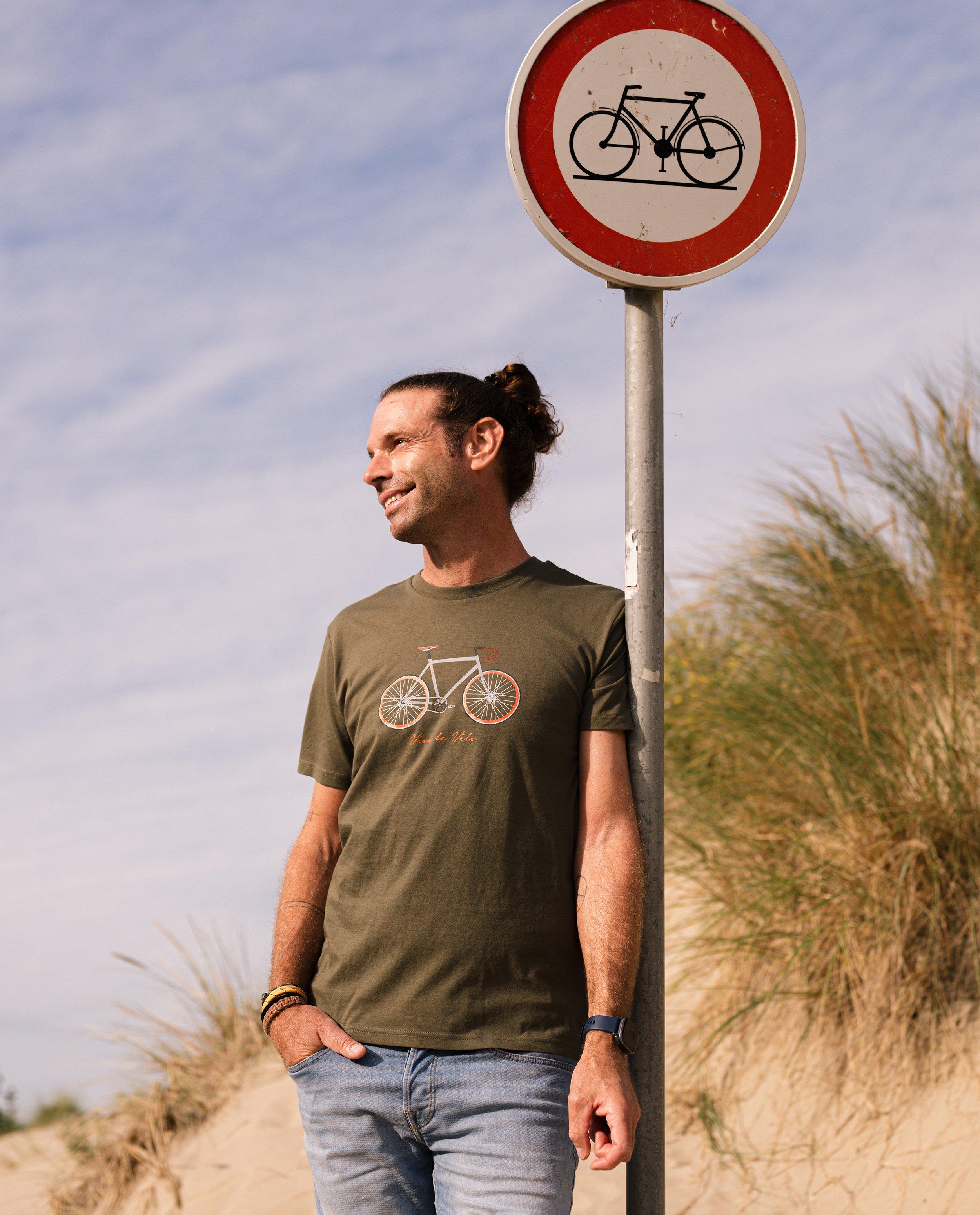 Long Live Cycling Donkergroen póló, S-XXL khaki