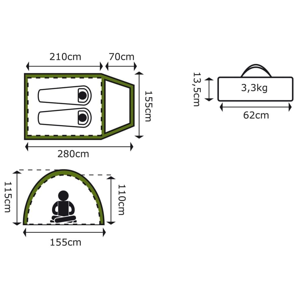Camp Gear Vorzelt 2-Personen-Zelt Missouri 280x155x115 cm Grün 4471525, (2 tlg)